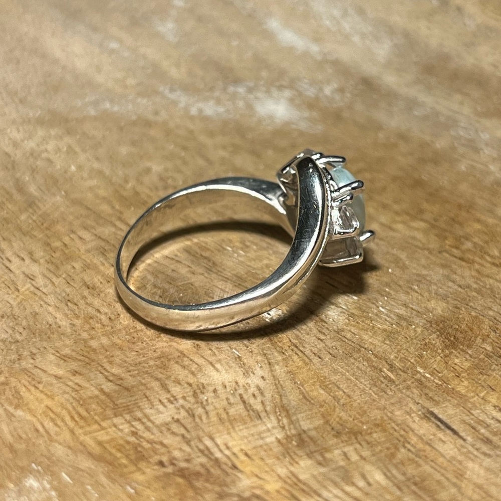 Vintage Larimar & CZ 925 Sterling Silver Ring - Picture 4 of 12